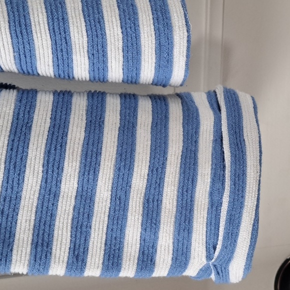 Blu Pepper Oversized Cropped Textured Boxy Blue White Striped Pullover Sweater - Picture 3 of 9